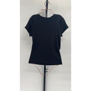 Quince Womens Organic Cotton Micro-Rib Crewneck Tee 3-Pack Black Sleeved Top M